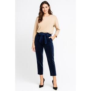 CROSBY by Mollie Burch Eddie Pant High Waist Velvet in Navy Blue Small (New)